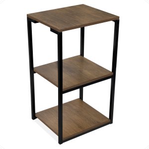 Aparador Prateleira Casa Sala Base Preto Tampo Madeira