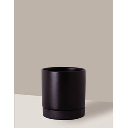 Vaso de Cerâmica com Prato para Plantas Preto Pequeno - 1