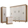 Guarda Roupa Casal Porto com Cômoda 4 Gavetas e 1 Porta e Armário Multiuso Lite Nature Off White – L - 1