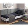 Cabeceira em L para Cama Box Solteiro Proteção Lateral Estofada - Cinza Suede - 1
