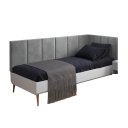 Ver imagem 2 de Cabeceira em L para Cama Box Solteiro Proteção Lateral Estofada - Cinza Suede