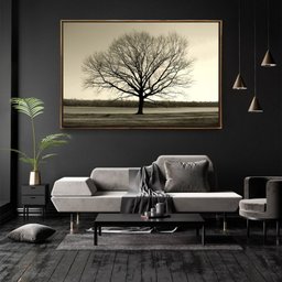 Quadro Decorativo Arvore Galhos Secos Com Moldura e Sem Vidro 90X140 - 2