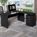 Ver imagem 3 de Escrivaninha L 150cm X 150cm Gaveteiro 3 Gav. Pé Painel F5 Cor:preto