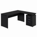 Ver imagem 1 de Escrivaninha L 150cm X 150cm Gaveteiro 3 Gav. Pé Painel F5 Cor:preto