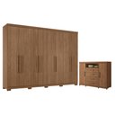 Ver imagem 1 de Guarda Roupa Casal 8 Portas 4 Gavetas Master New com Pés e Cômoda Havana Master com Rodizio Jatobá a