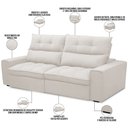 Ver imagem 3 de Sofá Retrátil Reclinável para Sala de Estar Living 210cm Dimas F04 Bouclê Cru - Lyam Decor
