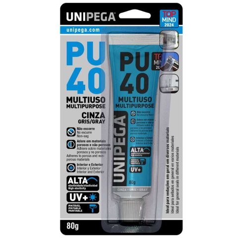 Selante PU 40 Multi Uso - 80GR - Cinza - Unipega