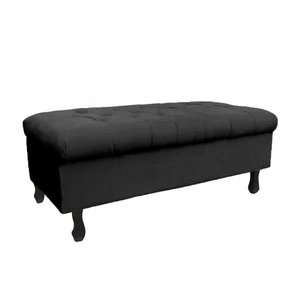 Recamier Puff Bau Bia 120x Suede Preto - Majú Decor
