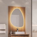 Ver imagem 4 de Conjunto Cecília com Pés 78cm Painel Ripado Espelho Led e Cuba Branca - Fabribam