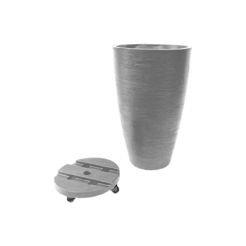 Kit Vaso Planta + Suporte Rodízio 65x40 Oval Moderno Polietileno