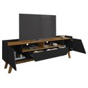 Ver imagem 3 de Rack Bancada para Tv 70 Pol Pés Retrô 180cm Flora B02 Preto/naturalle - Mpozenato