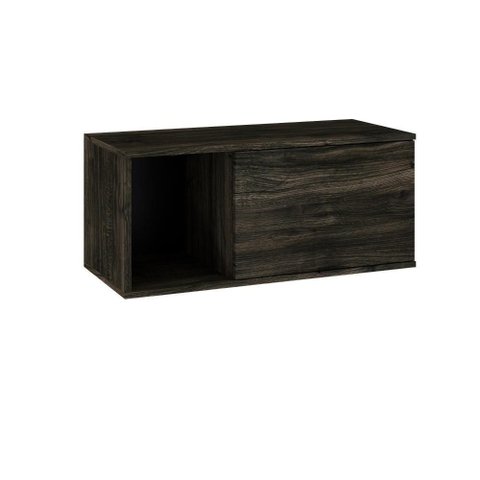 Armário Aéreo com Nicho e Porta Basculante 35x80x35cm Wlnp80 Carvalho Dark - Preto