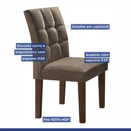 Conjunto Mesa de Jantar Classic Tampo de Vidro 6 Cadeiras Vitória Cel Móveis - 6 Conjunto Mesa de Jantar Classic Tampo de Vidro 6 Cadeiras Vitória Cel Móveis - 6