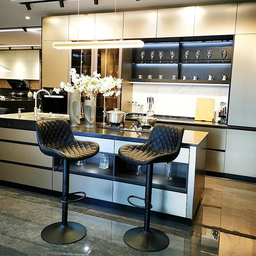 Banqueta Giratória Alta para Cozinha Balcão Bar Os 50 Cor Preto Kit 2 Unidades - 2