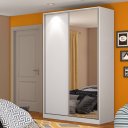 Ver imagem 1 de Guarda Roupa 147cm com Espelho 100% Mdf Branco