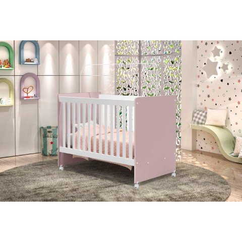 Berço Cat Padrão Americano com Rodinhas e 3 Regulágens de Altura Aprovado Pelo Inmetro Cor Branco/ro