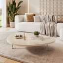 Ver imagem 1 de Mesa de Centro Orgânica com Pés Metálicos Champagne:off White
