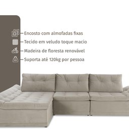 Sofá Milos Chaise e 4 Lugares 3,25m  - 3