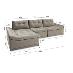 Sofá Milos Chaise e 4 Lugares 3,25m  - 2