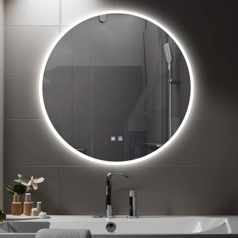Espelho Luna 70x70cm com LED, Desembaçador e Som Bluetooth Baumê