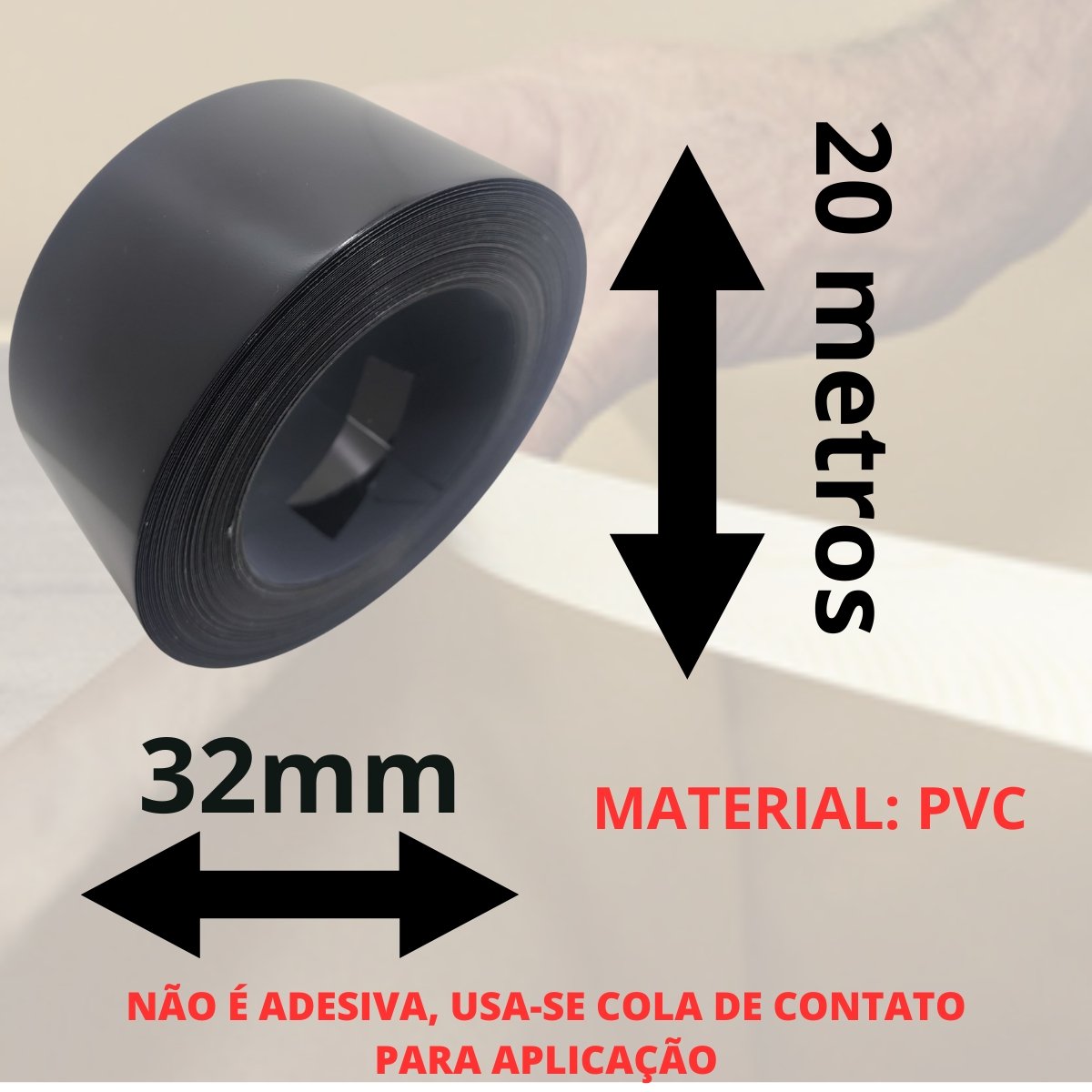 Fita de Borda para Mdf Preto Lacca Brilhante 32mm X 20mts Acabamento Moveis Mdf - 3