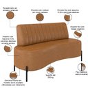 Ver imagem 4 de Sofá Chaise 2 Lugares Sala Living 135cm Pés Industrial Cayman K01 Sintético Caramelo - Lyam Decor