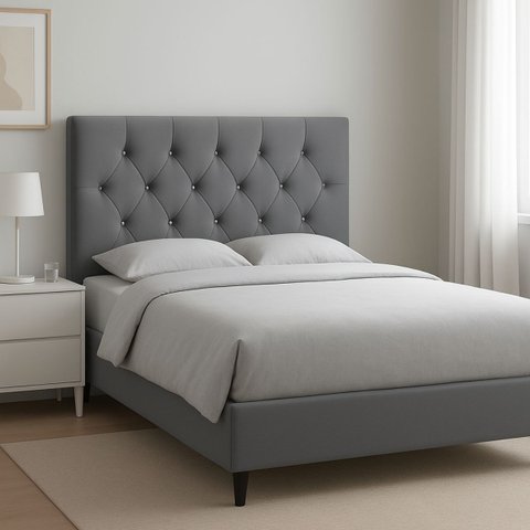 Cabeceira para Cama Casal Queen 160 Cm Dante e Frame Suede:cinza