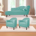 Ver imagem 1 de Kit Diva 160cm Lado Esquerdo e 02 Poltronas Julia Suede - Doce Sonho Móveis Azul Tiffany