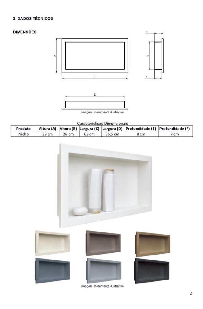 Nicho Para Banheiro Parede Embutir 30 X 60 X 8 Cinza Chumbo Arquitech - 3