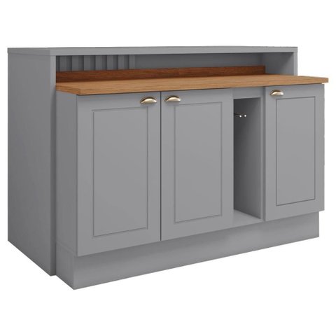 Bancada e Balcao Gourmet 146cm Ce818 Americana Cinza Nature Henn