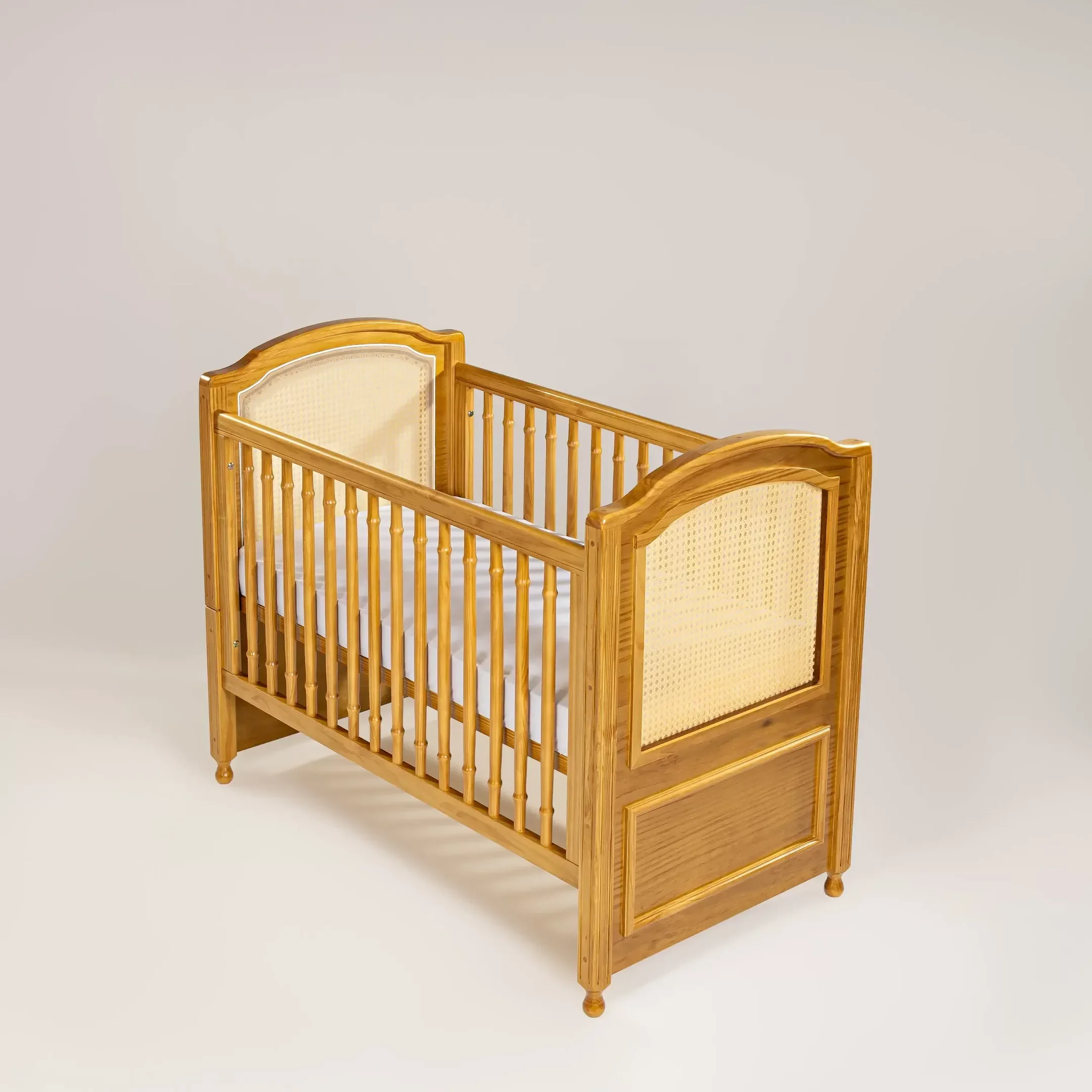 Berço Feliz com Tela Trançada | Americano 2 em 1 | Mel com Palha Mel | Madeira Maciça - 1