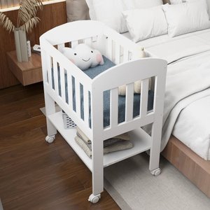 Mini Berço 100% Mdf Portátil Bebê com Colchão e Rodinha Carolina Baby