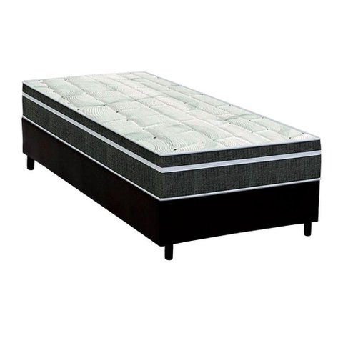 Cama Box Solteiro: Colchão Molas Orthoflex Bonnel Venezia + Base CRC Courano Black(78x188)