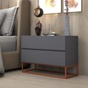 Ver imagem 4 de Mesa de Cabeceira Retrô Alto Padrão com 2 Gavetas Base Cobre:cinza