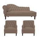 Ver imagem 1 de Kit Divã Cancun 185cm Braço Direito + 2 Poltronas Genesis com Strass Suede: Capuccino
