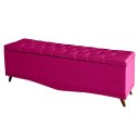 Ver imagem 4 de Kit Estrela Cabeceira de Cama Painel e Calçadeira Baú Botão Cristal Casal 140 Cm Suede Rosa Pink Eli