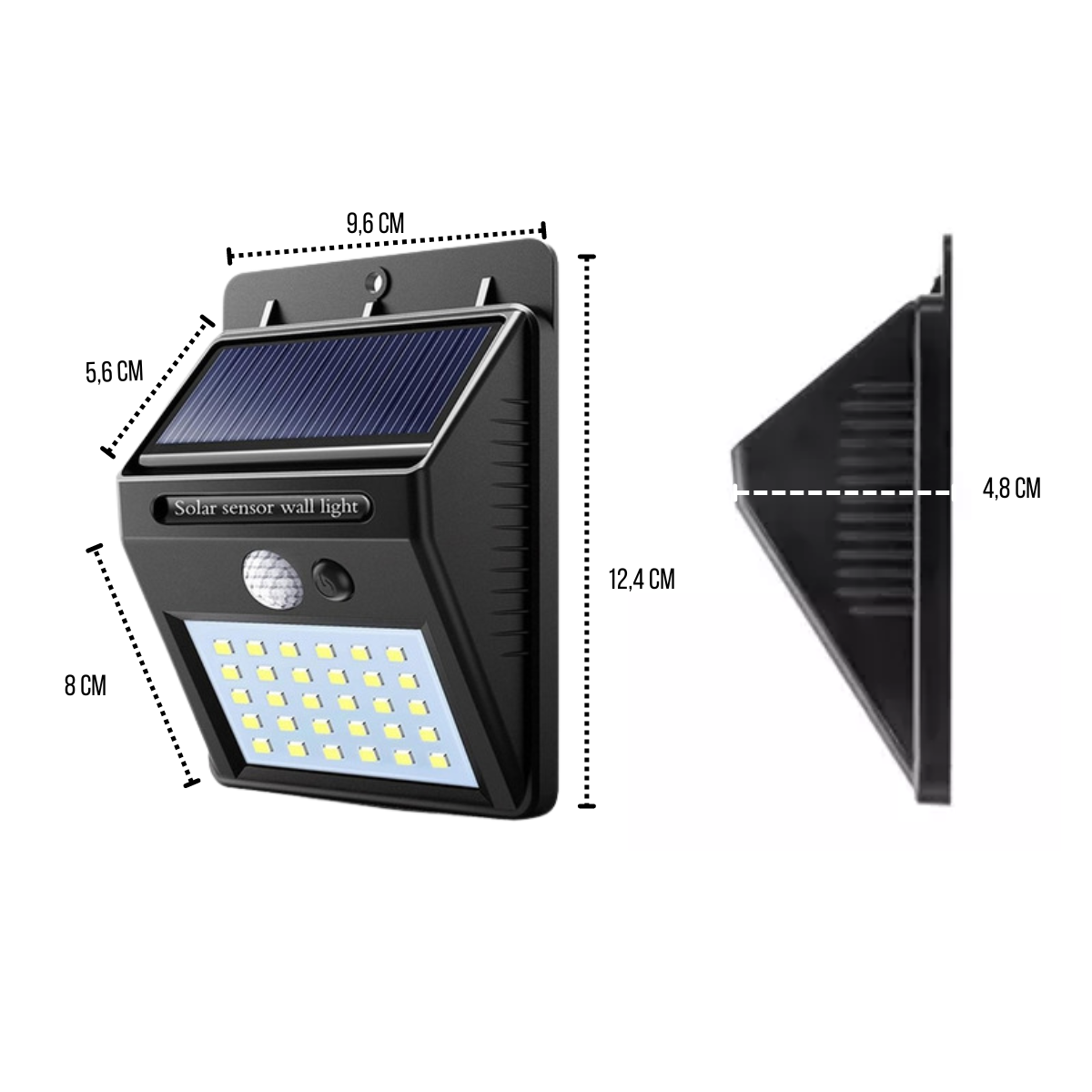 Kit 2 Arandelas Lâmpada Solar 6W 30 Leds Externa Com Sensor De Presença Movimento Para Paredes Muros - 2