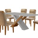 Ver imagem 7 de Mesa Sala de Jantar Carol 180cm e 6 Cadeiras Carol Moderna Turim / Off White / Imbuia