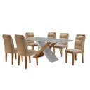 Ver imagem 2 de Mesa Sala de Jantar Carol 180cm e 6 Cadeiras Carol Moderna Turim / Off White / Imbuia