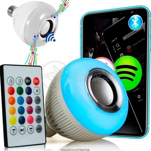 Lâmpada Led 12w E27 Rgb Colorida com Caixa de Som
