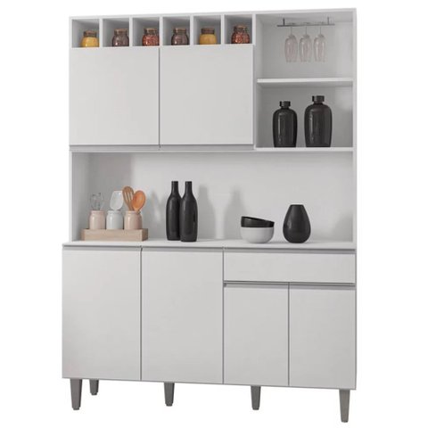 Kit Elisa 130cm Cozinha Compacta com Nichos Branco - Bela Móveis
