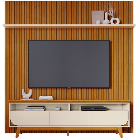 Painel para Tv 75 Polegadas Composição Bancada Lua Cinamomo/off White