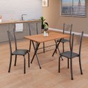Ver imagem 1 de Conjunto de Mesa Tubular 062 100x60cm Tampo em MDF com 4 Cadeiras Sara Prata/Preto Liso/Martelado