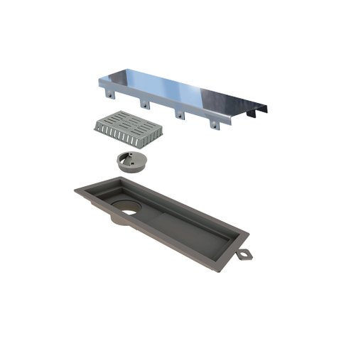 Ralo Linear Novii Seco 2936 25cm Saída na Extremidade com Tampa Inox Polida Inox Polido 2936