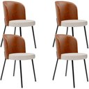 Ver imagem 1 de Kit 4 Cadeiras Sala de Jantar Estofada Gavi L02 Couríssimo Camel Linho Cru - Lyam Decor