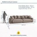 Ver imagem 3 de Sofá Cama Modular Orgânico Retrátil 4 Lugares Base Madeira Maciça 290cm Marrocos