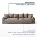 Ver imagem 6 de Sofá Cama Modular Orgânico Retrátil 4 Lugares Base Madeira Maciça 290cm Marrocos