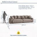 Ver imagem 3 de Sofá Cama Modular Orgânico Retrátil 4 Lugares Base Madeira Maciça 290cm Marrocos
