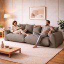 Ver imagem 4 de Sofá Cama Modular Orgânico Retrátil 4 Lugares Base Madeira Maciça 290cm Marrocos