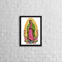 Ver imagem 1 de Quadro Decorativo Nossa Senhora de Guadalupe 24x18cm - com vidro:Madeira preta